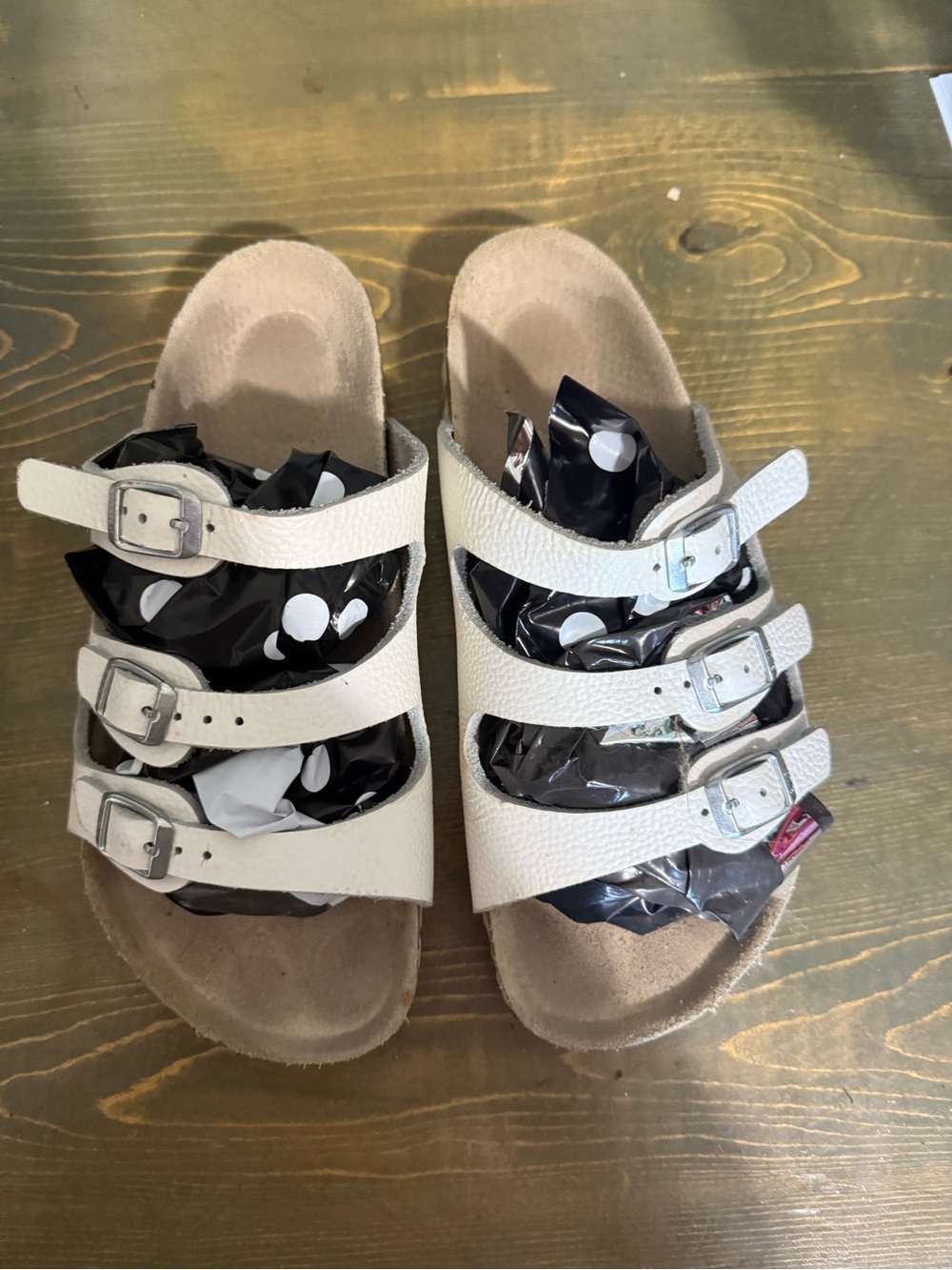 Birkenstock Florida sandals white with Silver Buckles size 37 or 6 1/2 7